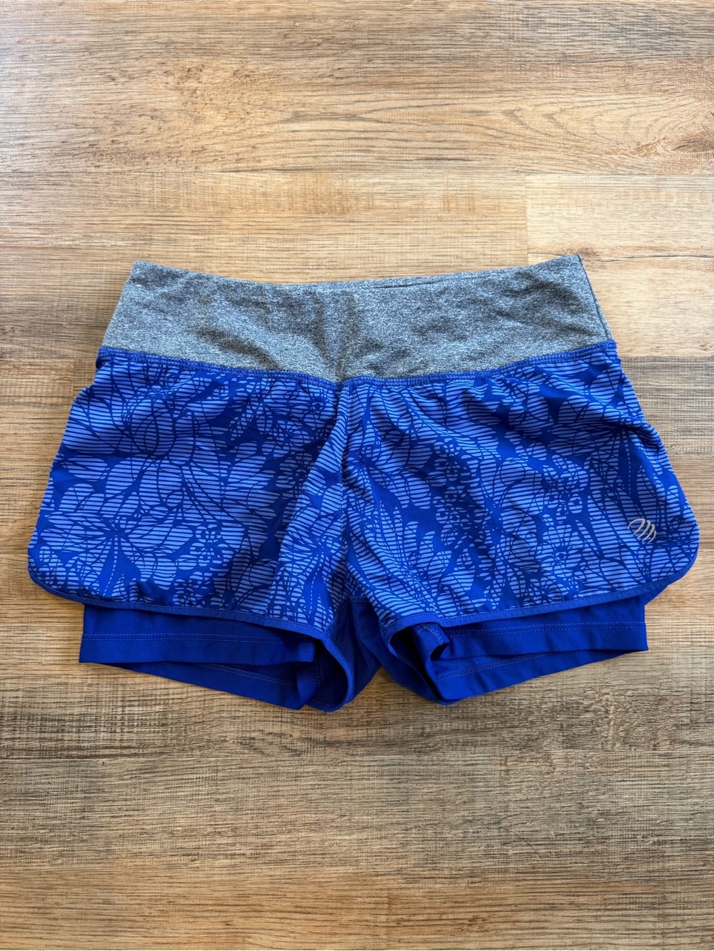 MPG Royal Blue Floral Athletic Shorts with Gray Waistband Size XS